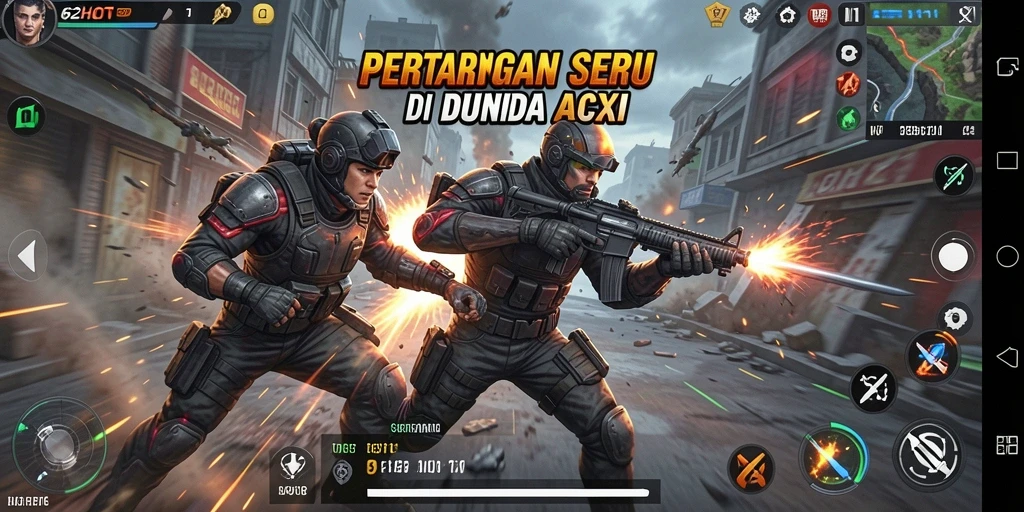 Screenshot gameplay 62HOT menunjukkan aksi seru dan grafis menawan.