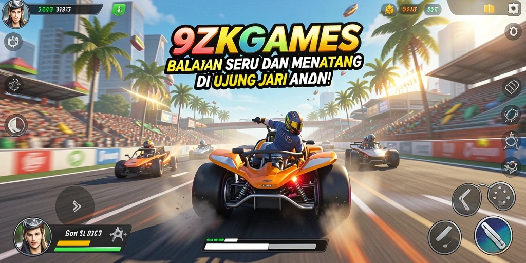 Gameplay seru di 9ZKGAMES dengan fitur balapan yang mengesankan.