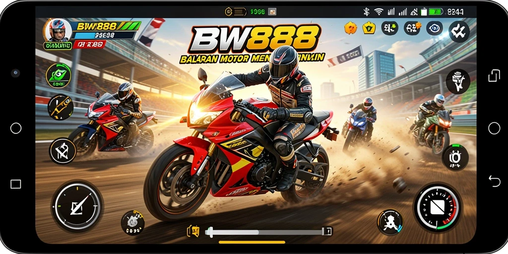 Tampilan gameplay BW888 yang mendebarkan dalam balapan motor.