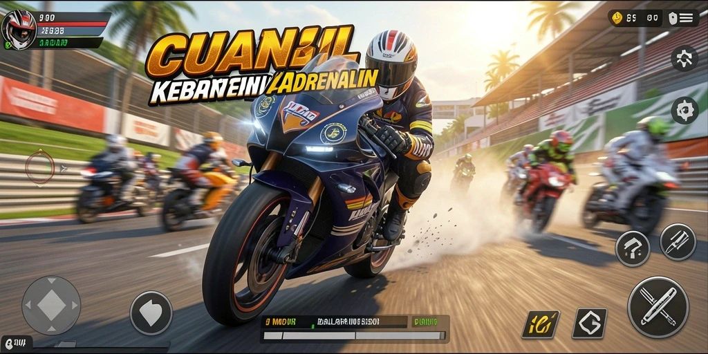 Tampilan gameplay menegangkan dari CUANGILA saat balapan motor.
