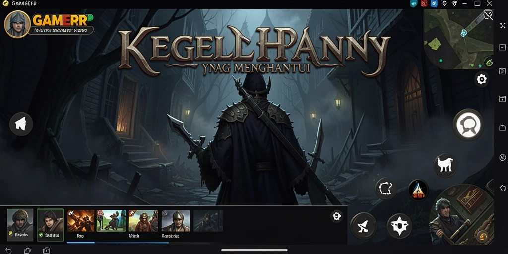 Gameplay GAMERP menampilkan kegelapan dan makhluk menyeramkan yang mengintai pemain.