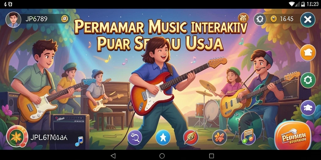 Screenshot dari gameplay interaktif JP6789 yang penuh musik.