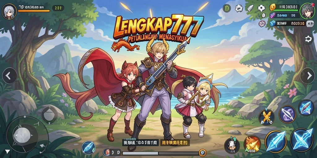 Screenshot gameplay LENGKAP777 menampilkan aksi karakter anime yang seru.