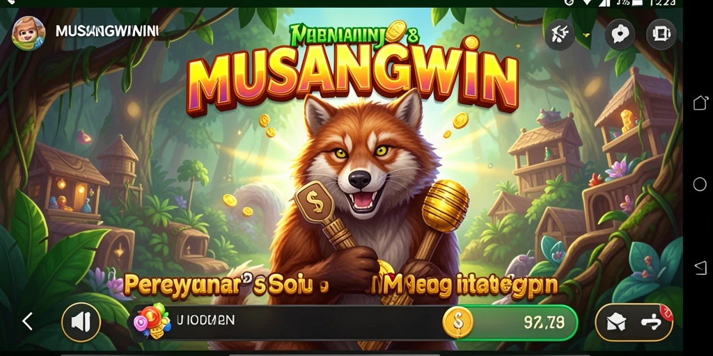 Screenshot menunjukkan gameplay menarik dari MUSANGWIN dengan putaran Slot.