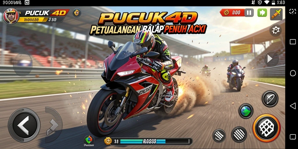 Tampilan gameplay balap motor yang mendebarkan di PUCUK4D.