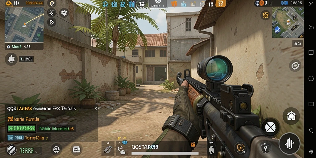 Screenshot menampilkan aksi intens gameplay FPS QQSTAR88.
