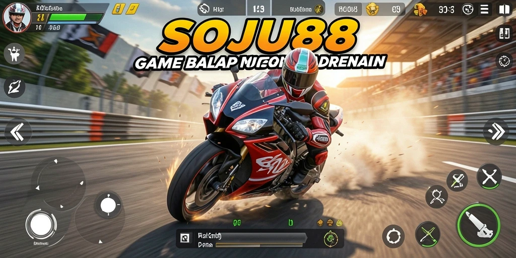 Gameplay balap motor yang mendebarkan dan realistis.