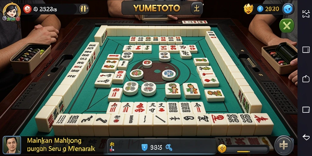 Tampilan menarik dari gameplay Mahjong di YUMETOTO.